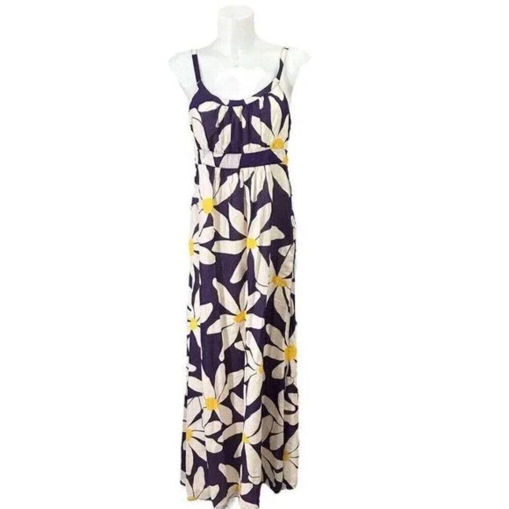 Boden Empire Waist Floral Print Purple Maxi Dress